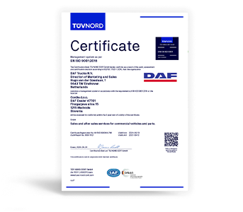 Certifikat Cordia Medvode EN ISO 9001:2015